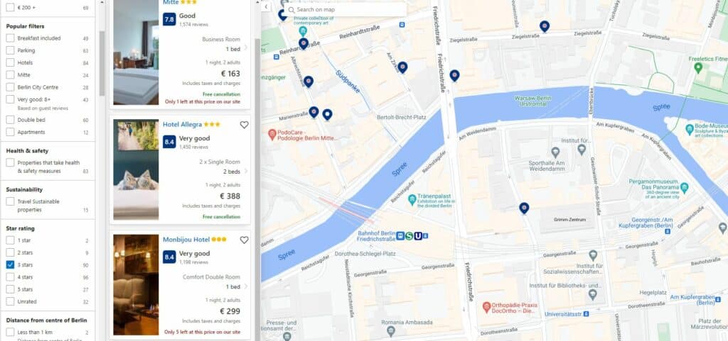 Price comparison in hotel booking