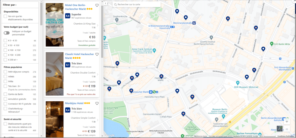 Comparaison des prix pour une chambre d'hôtel. Difficile de trouver deux offre d'hôtel parfaitement identiques.