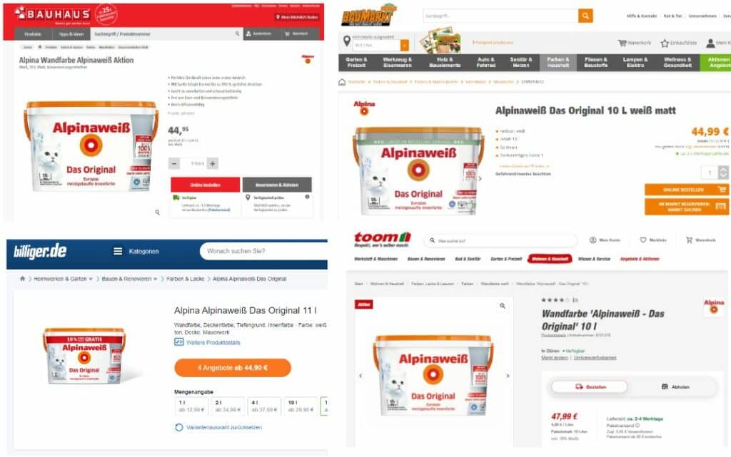 Online price comparison in DIY retail