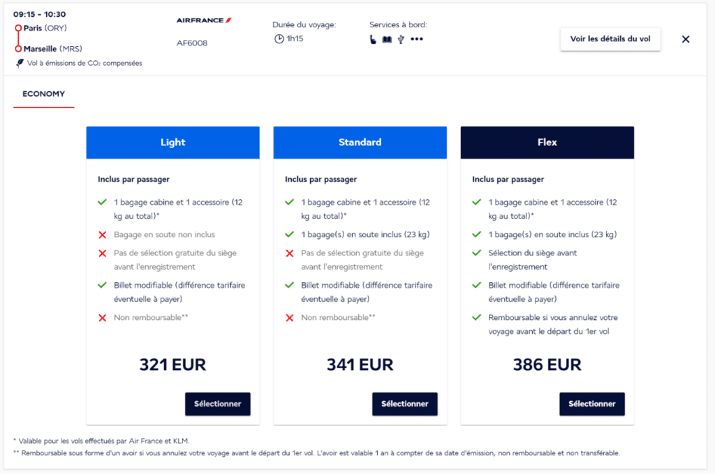 Observons la première recherche pour les prix d'un vol Paris-Tunis d'avril 2022.